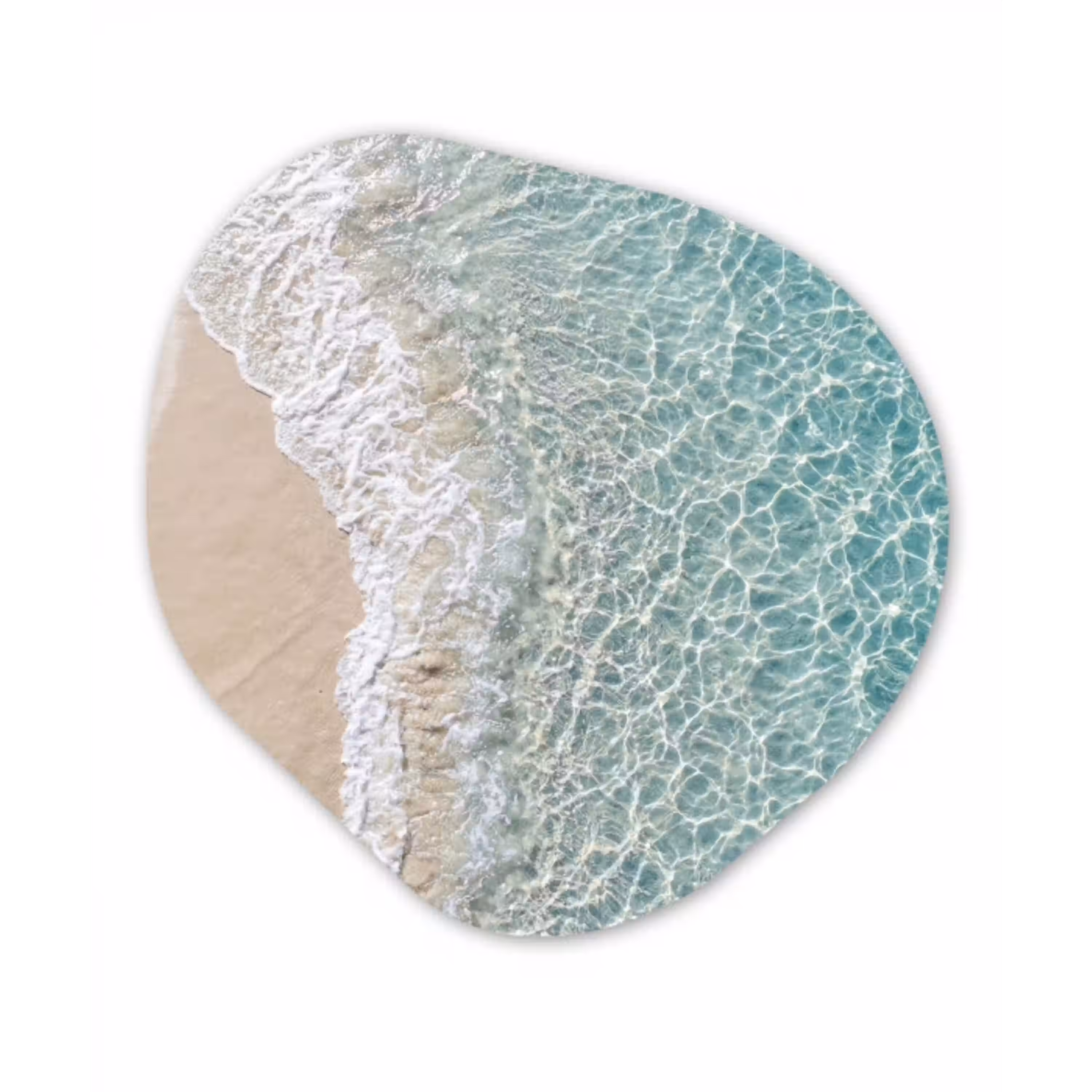 Kust - Zand - Blauw Wandcirkel Organisch Aluminium middel -3d