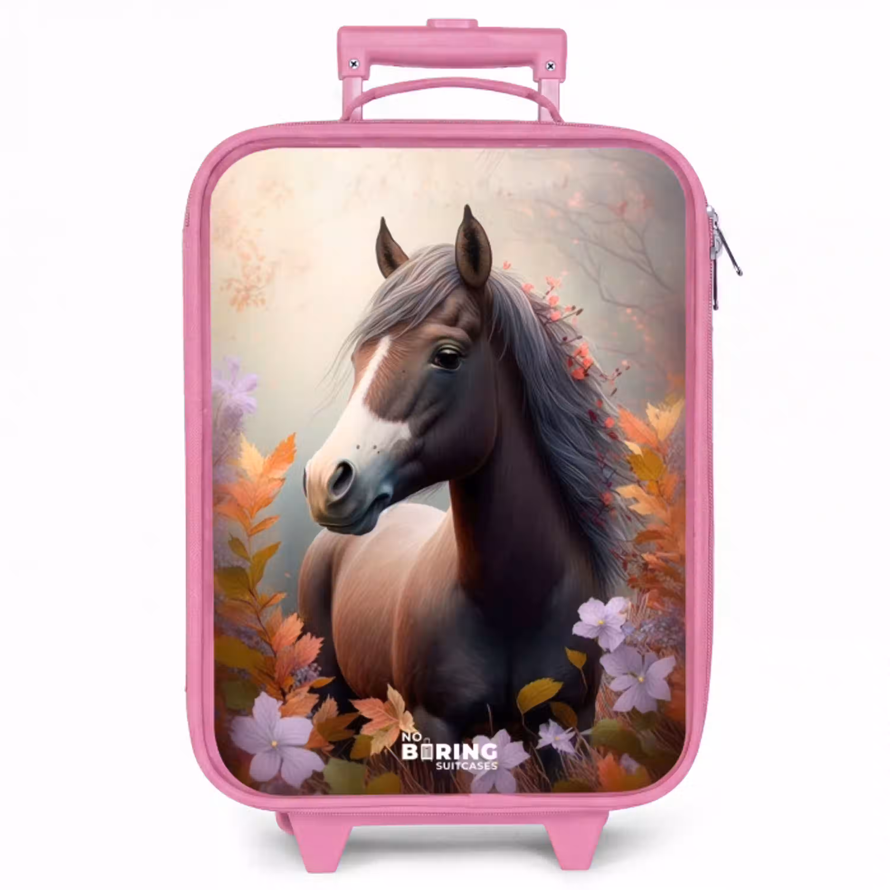 Bruin paard in de herfst Kinderkoffer - Roze klein -zzz_website3d