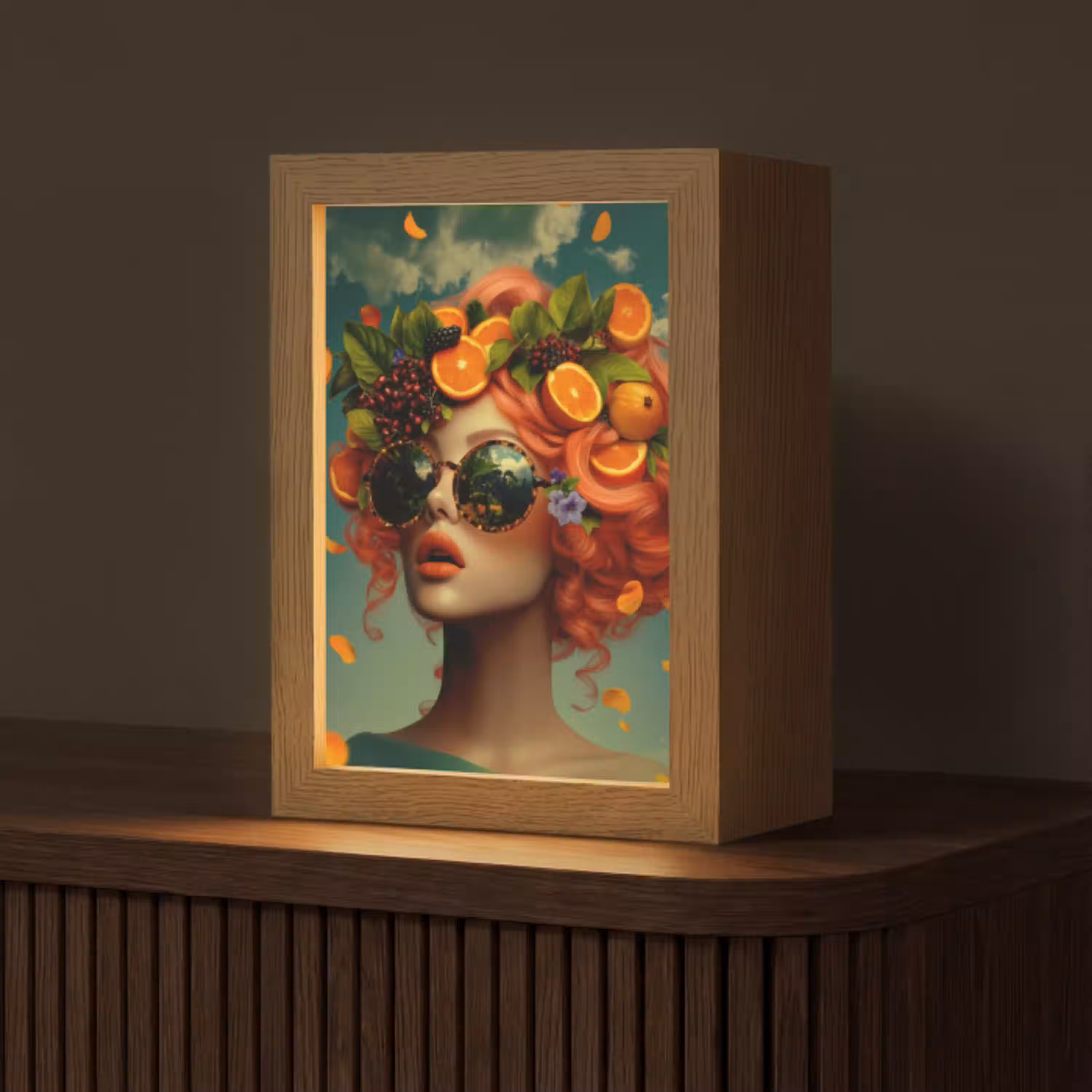 Vrouw - Sinaasappel - Bessen - Oranje Light Box met kabel (Tafellamp) klein -z3d_website