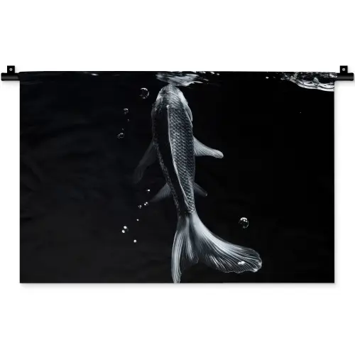 Koi - Vissen - Water - Zwart Wandkleed katoen klein -zz3d