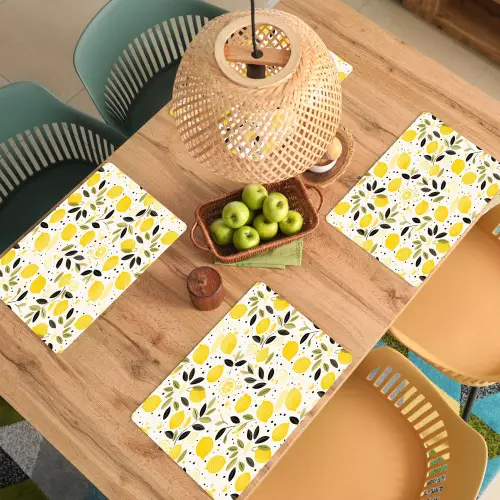 Citroenen - Geel - Wit - Stippen Placemat vinyl groot 368 -zzsfeer5_Kitchenyeah-website