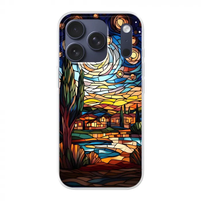 Hemel - Sterren - Mozaïek - Huizen Telefoonhoesje iPhone 17 Pro klein -3d