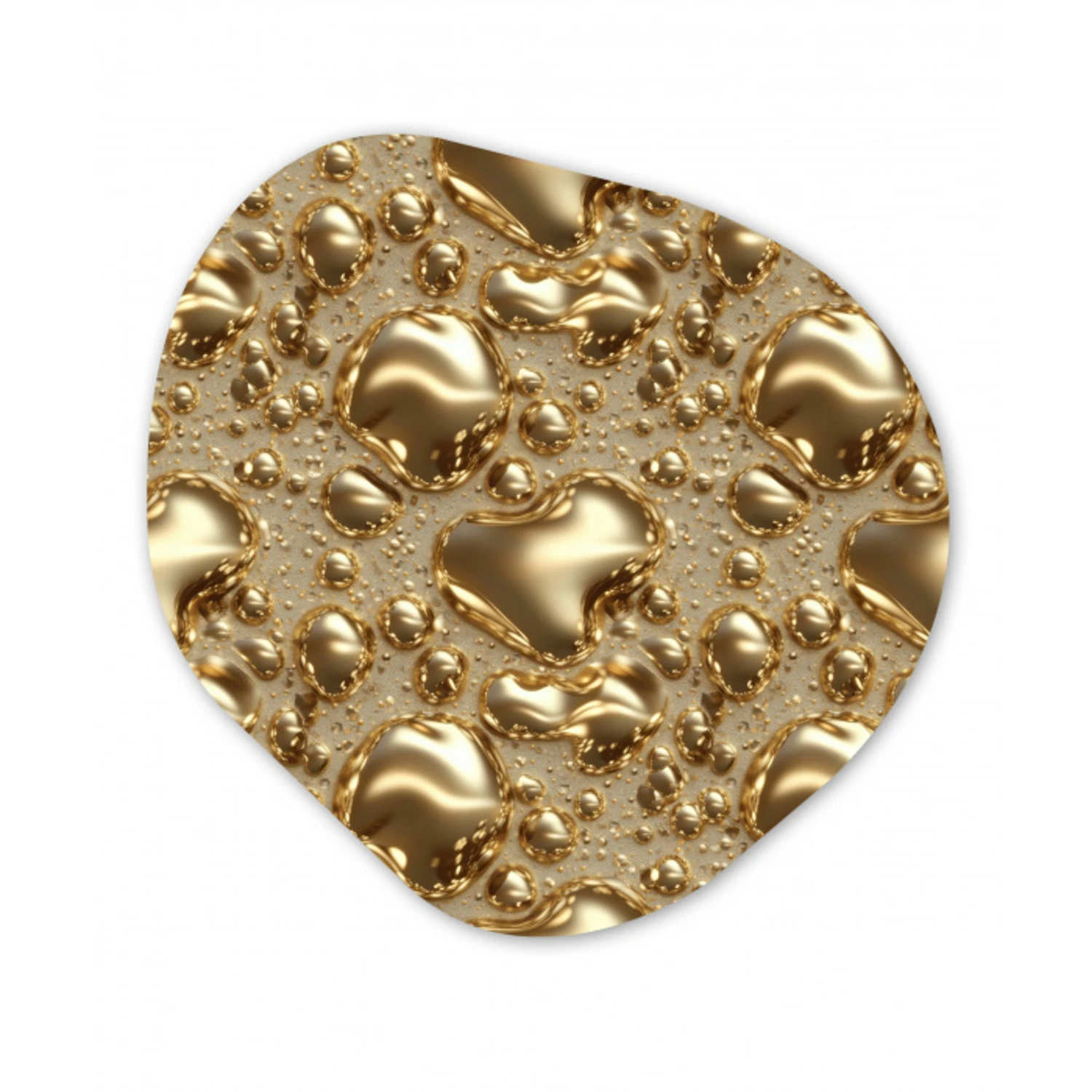 Druppels - Organisch - Goud Wandcirkel Organisch Aluminium middel 851 -3d