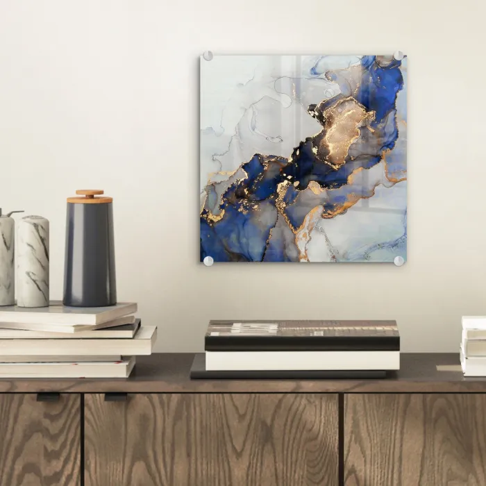 Marmer - Blauw - Goud plexiglas 5mm klein -sfeer1