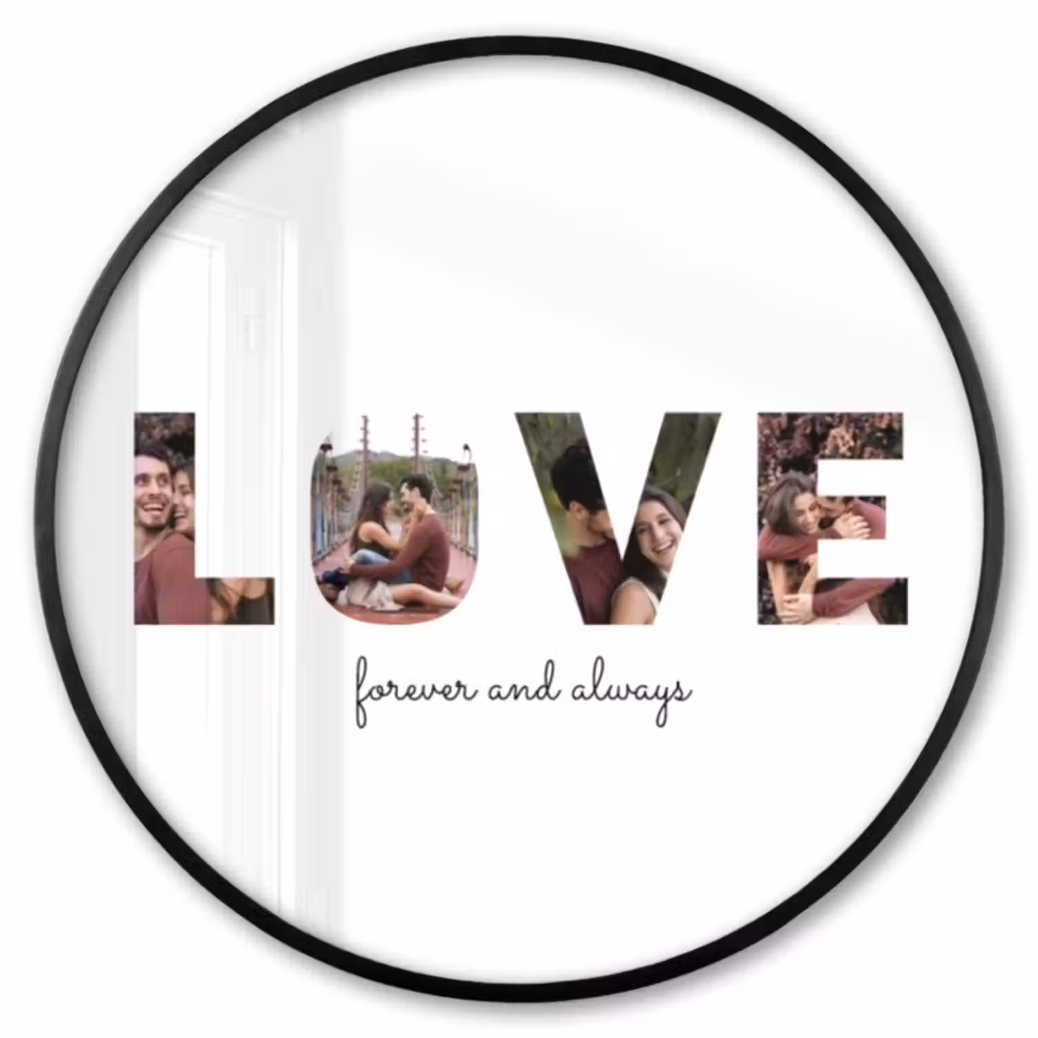 Gepersonaliseerde ronde fotolijst - Love - Lettercollage