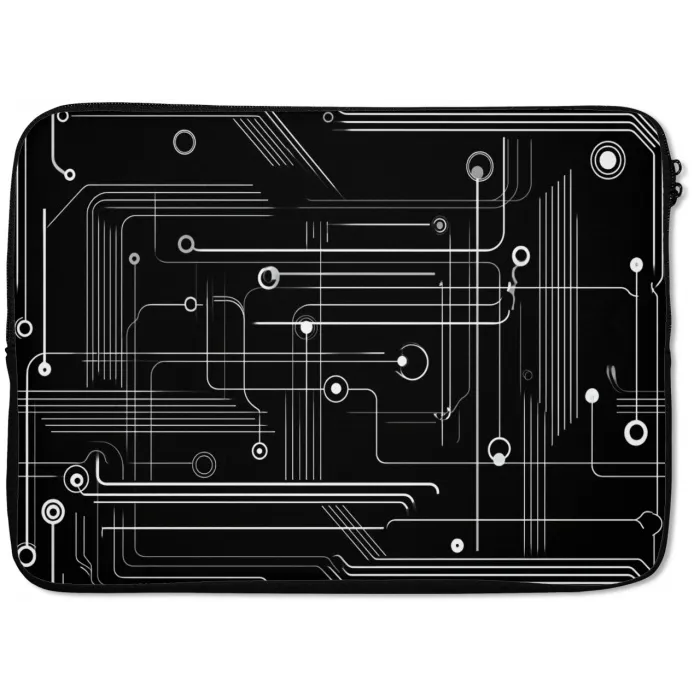 Gaming - Abstract - Lijnen - Rondjes - Zwart laptophoes neopreen klein -zkaufland3dotto