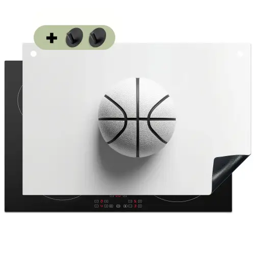 Basketbal - Wit - Schaduw - Lijnen Inductie beschemer met haakjes klein -3d