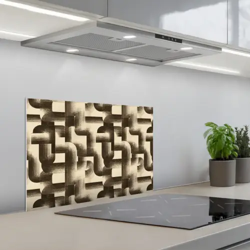 Abstract - Retro - Zwart keuken achterwand spatscherm klein 900 -3d_schuin