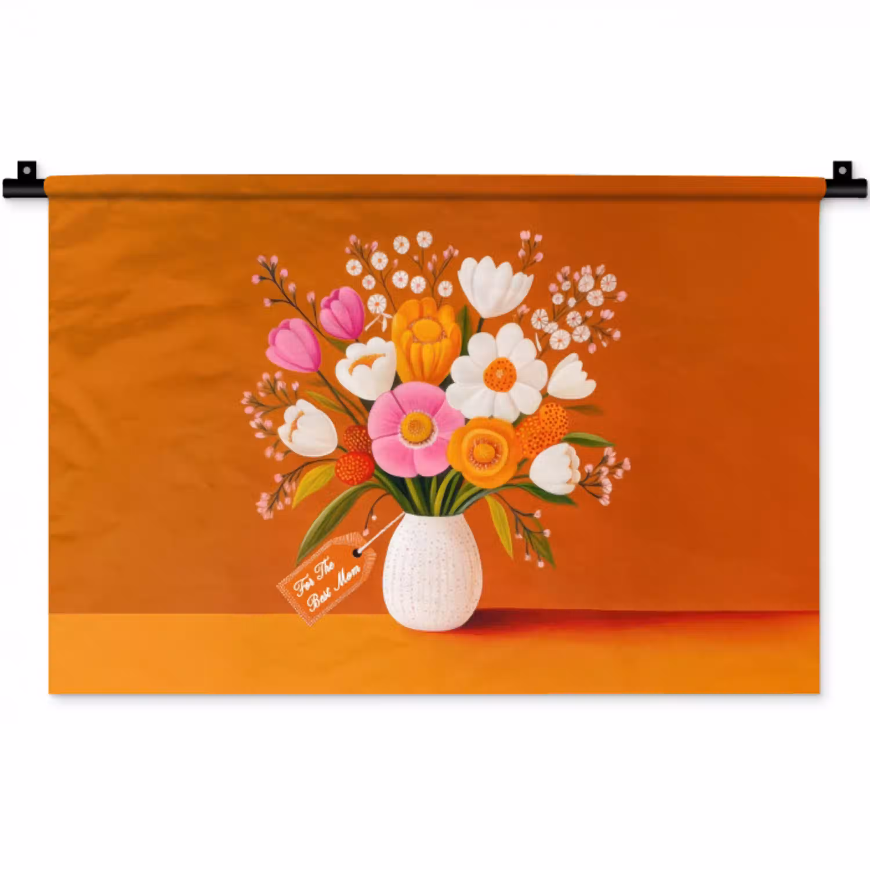 Vaas - Bloemen - Oranje Wandkleed katoen klein -zz3d