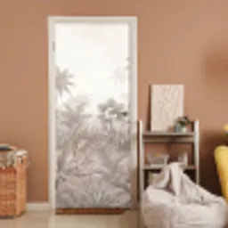 Jungle - Tropisch - Natuur -Vintage - Beige deurposter klein -sfeer1