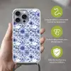 Bloemen - Blauw - Patroon - Wit Hoesje iPhone 16 Pro Max met koord klein 804 -sfeer2_NL