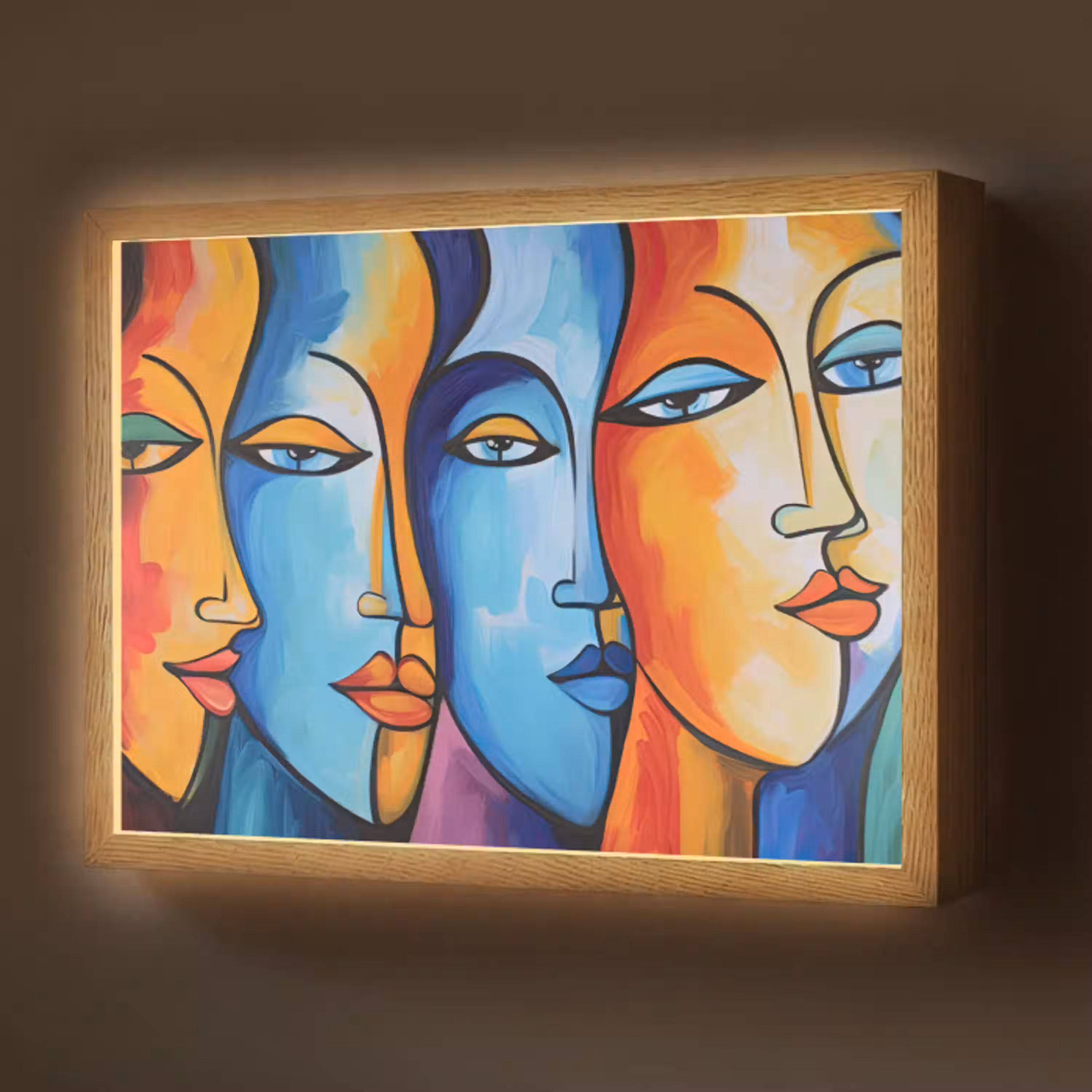 Hoofd - Olieverf - Schilderij - Kleurrijk Light Box met batterij (Wandlamp) middel -z3d_website