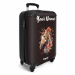 Eenhoorn en Bloemen op Zwarte Achtergrond NBS - Handbagage koffer - Kinderen Unisex middel -productfoto_3d