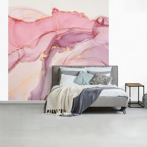 Goud - Marmer - Roze fotobehang vinyl groot -slaapkamer