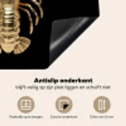 Kreeft - Goud - Textuur - Zwart Inductie beschermer vinyl 3mm middel -sfeer4