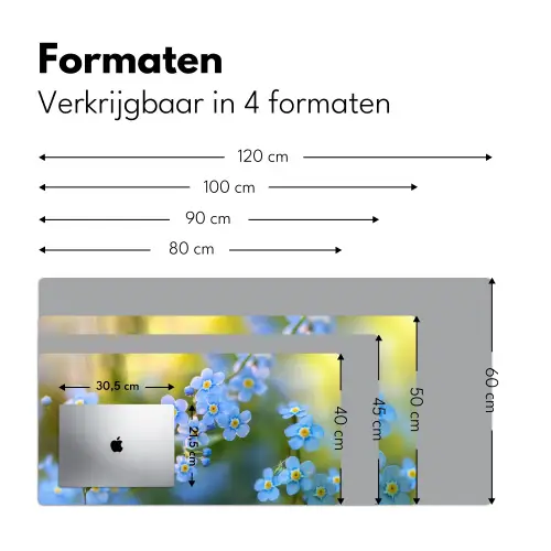 Bloemetjes - Blauw - Vergeet mij nietjes Muismat XXL klein -sfeer5