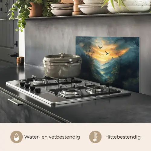 Vogels - Zon - Bomen - Groen keuken achterwand spatscherm klein -usp_NL