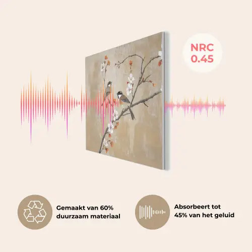 Vogels - Bloesemtak - Bloemen - Oranje PET vilt klein -USP_NL