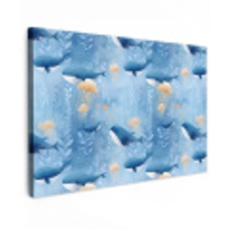 Walvissen - Oceaan - Blauw Tuinposter op houten frame 2 cm dik klein 845 -3d