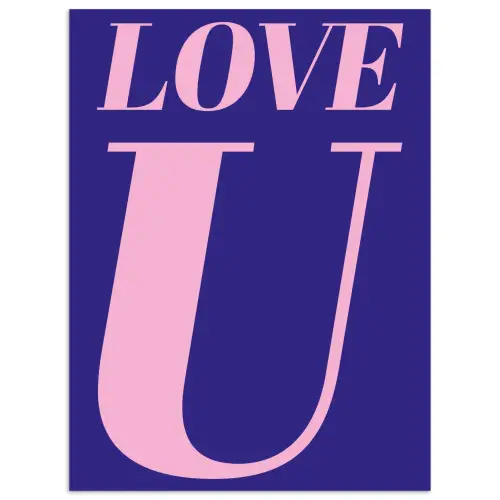 Love - Blauw - Valentijn poster papier klein -3d