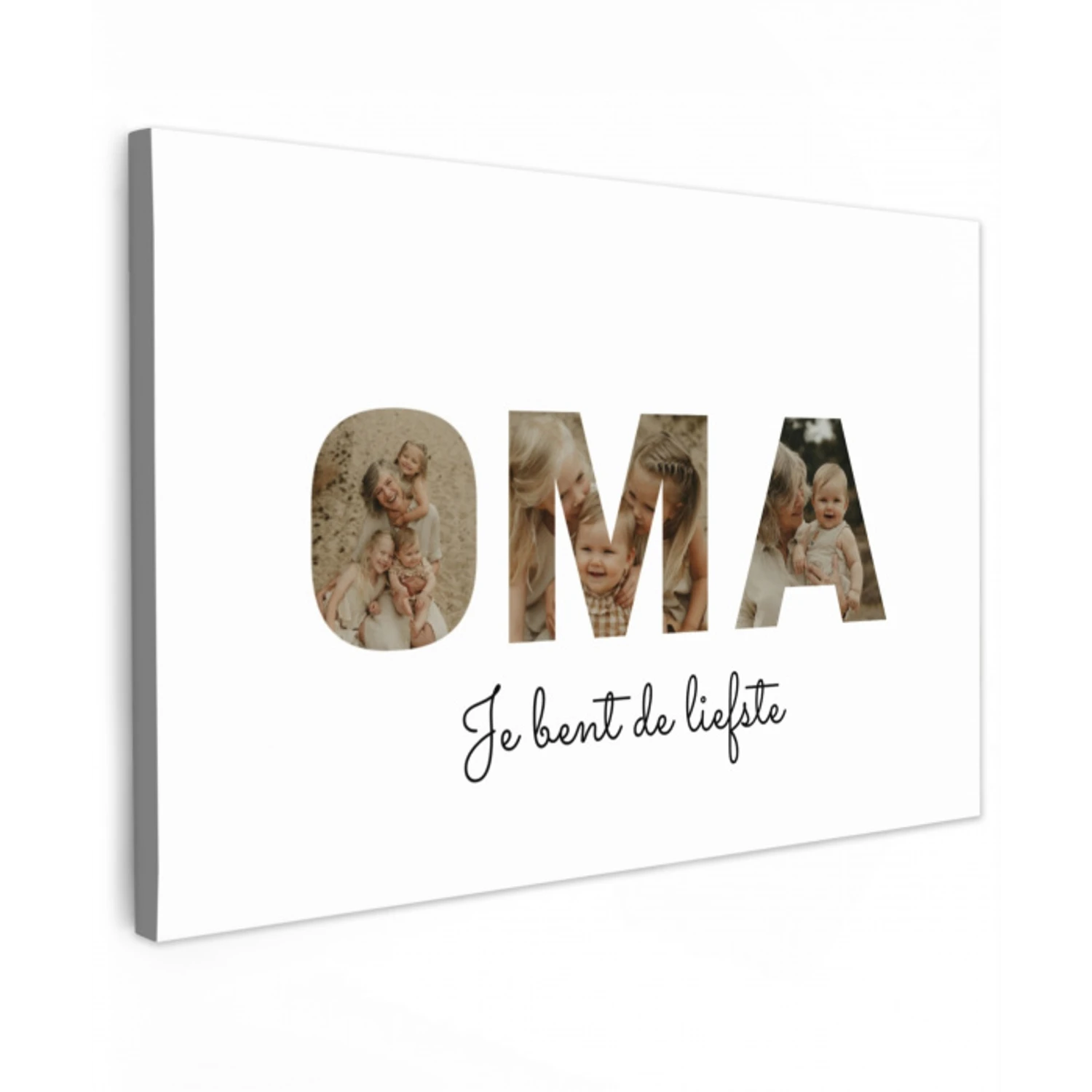 Oma - Lettercollage Tuinposter op houten frame 2 cm dik klein -3d
