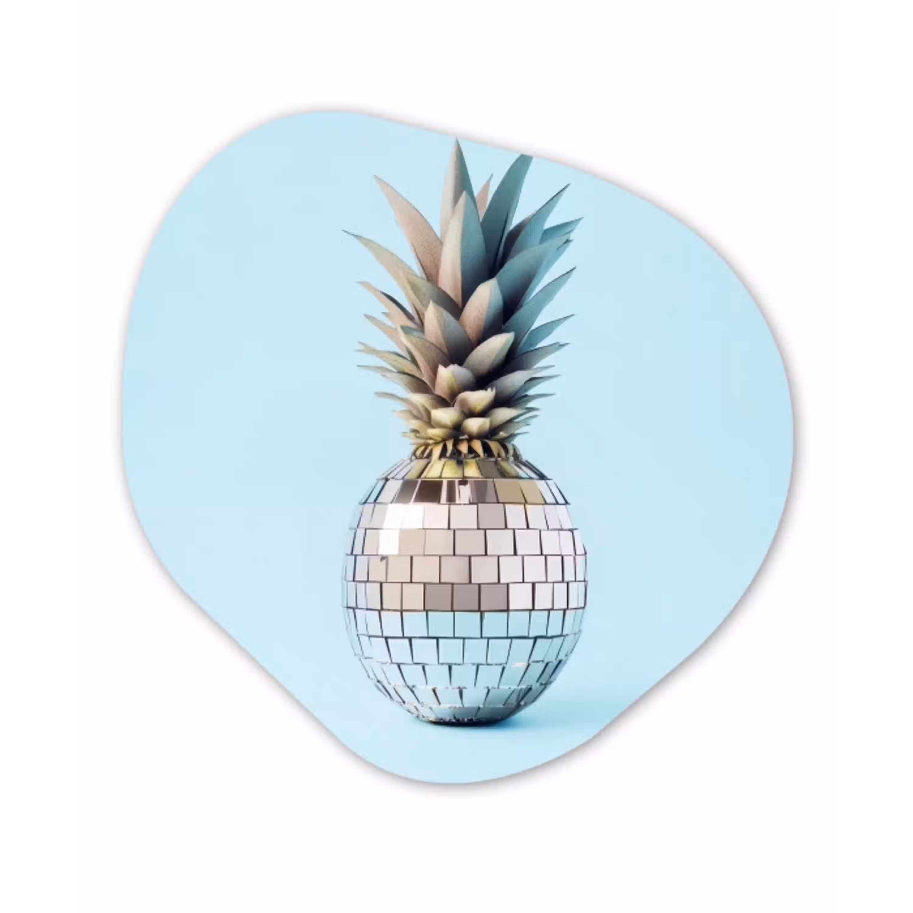 Blauw - Ananas - Disco - Discobal Wandcirkel Organisch Forex 3mm klein -3d