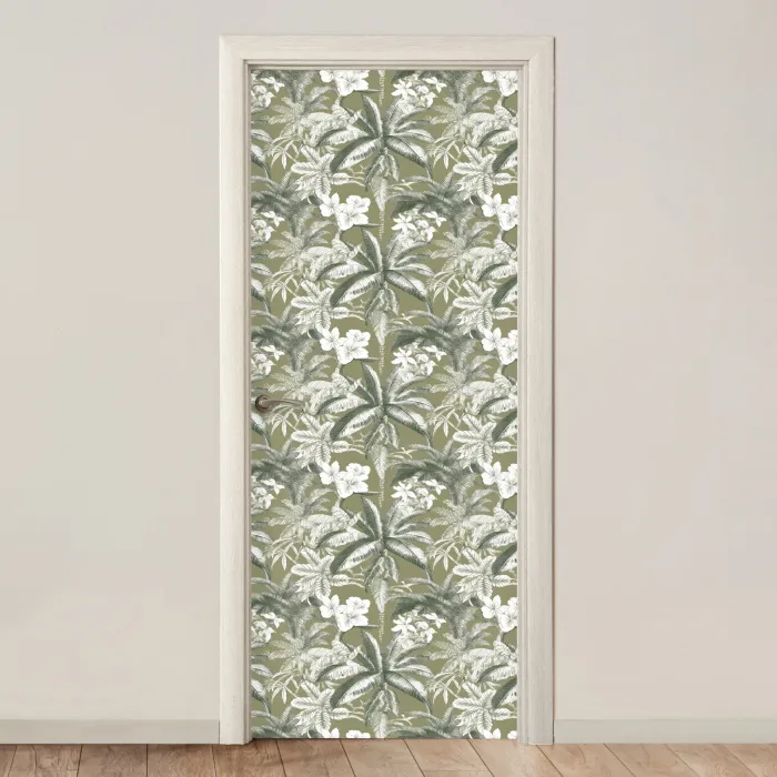 Botanisch - Bloemen - Groen deurposter klein 289 -3d_beige