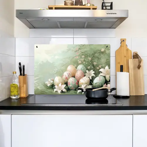 Paaseieren - Pasteltinten - Bloemen Inductie beschemer met haakjes klein -sfeer2
