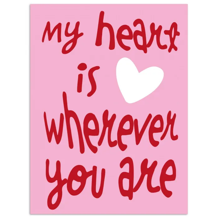 Valentijn - Hart - Liefde - Roze poster papier klein -3d