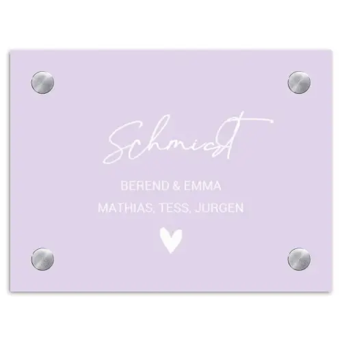 Lila - Sierlijk Naambord Rechthoek middel -3d