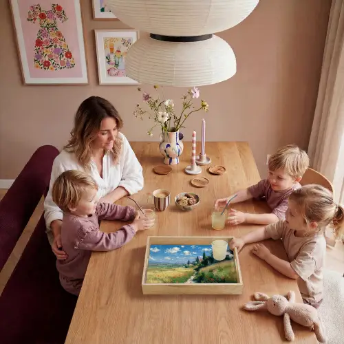 Zandpad - Huis - Bomen - Grasveld Dienblad Rechthoek middel -sfeer4