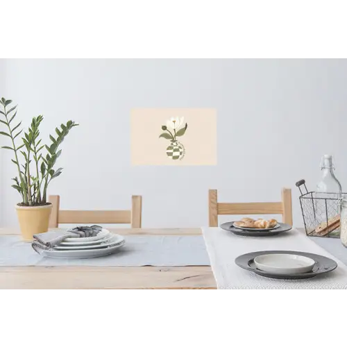 Bloem - Wit - Vaas - Quote Muursticker klein -eettafel