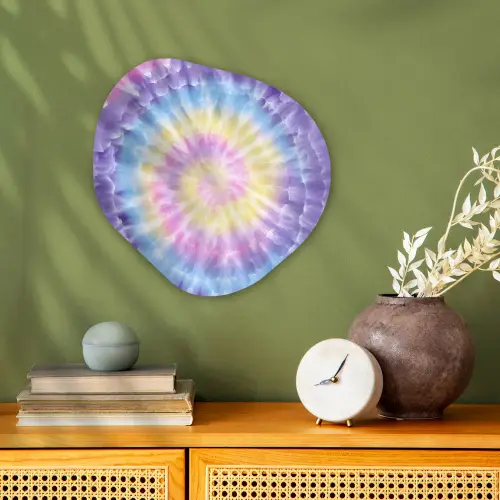 Spiraal - Tie dye - Pasteltinten Wandcirkel Organisch Forex 3mm klein -sfeer2