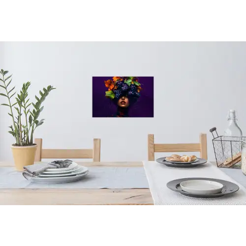 Vrouw - Paars - Druiven Muursticker klein -eettafel
