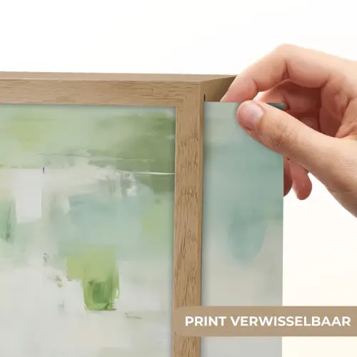 Abstract - Kunst - Wit - Groen - Modern Light Box met batterij (Wandlamp) middel -USP_websiteprintNL