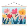 Illustratie - Bloemen - Kleurrijk textielposter latten blank klein -3d