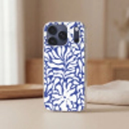 Bloemen patroon - Blauw - Wit - Bladeren Telefoonhoesje iPhone 17 Pro Max klein -sfeer2