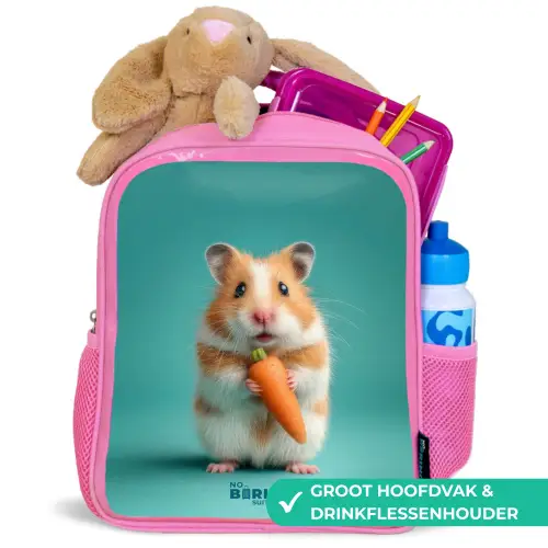 Hamster - Wortel - Dier Kinderrugzak - Roze middel -inhoud_NL