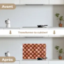 Geometrisch - Bloemen - Kleurrijk keuken achterwand spatscherm klein 900 -voor_na_FR