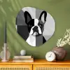 Buldog - Zwart - Abstract - Vlakken Wandcirkel Organisch Plexiglas middel -sfeer2