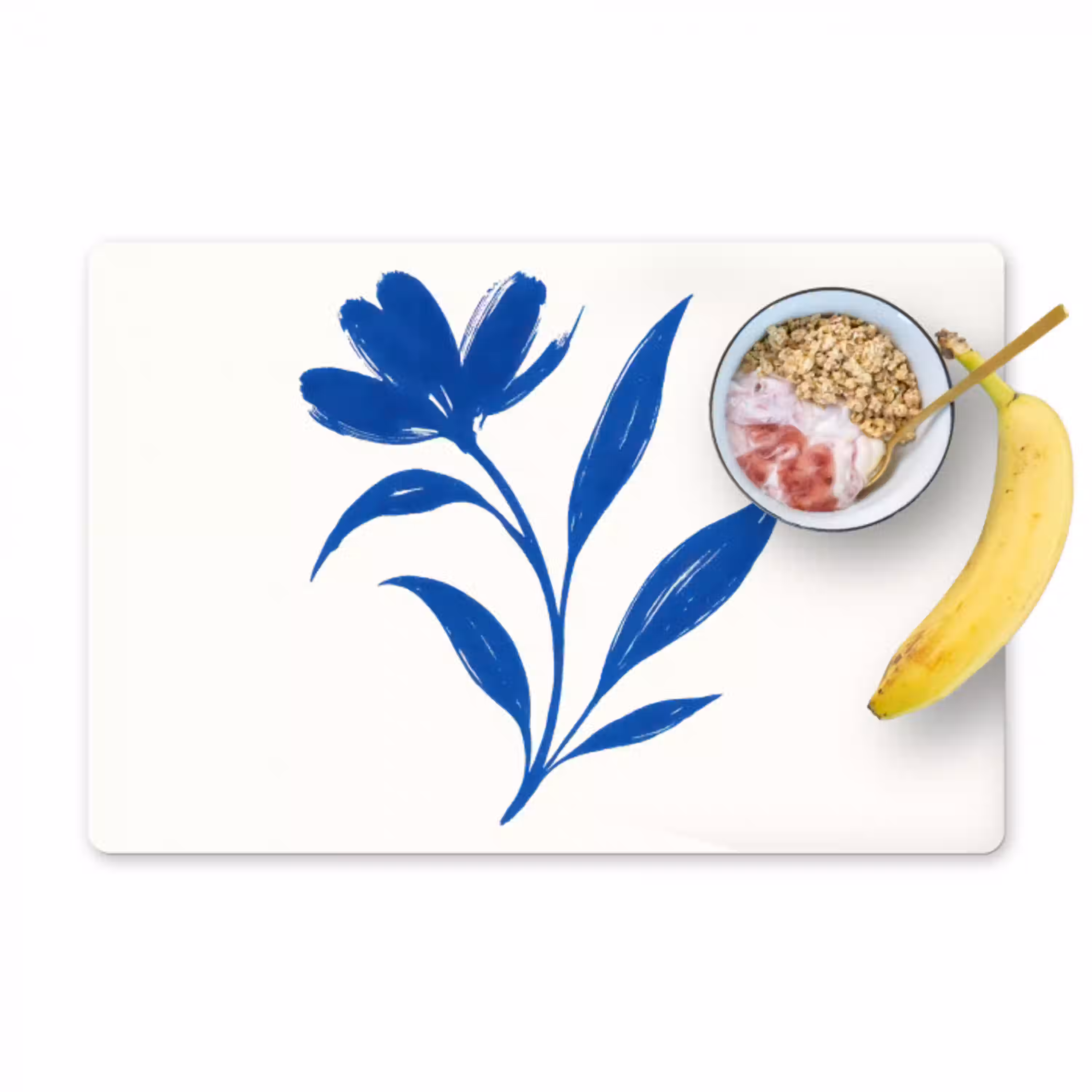 Bloem - Blaadjes - Minimalistisch - Blauw Placemat vinyl groot -zzzproduct_Kitchenyeah-website