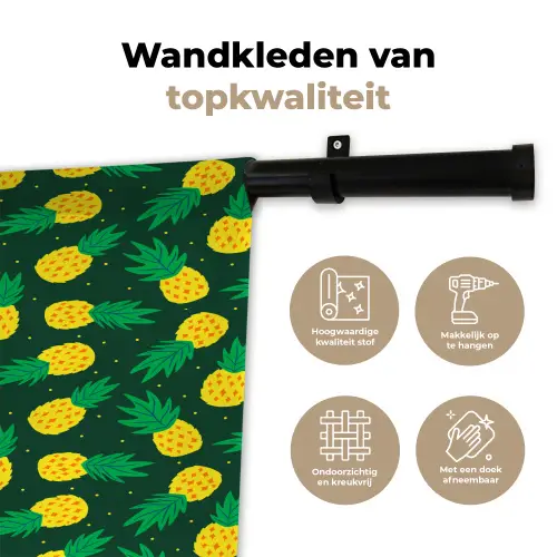 Donkergroen - Ananas - Bladeren Wandkleed katoen klein 269 -sfeer2