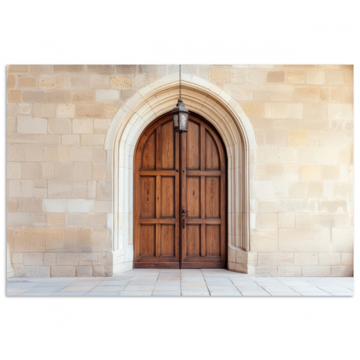 Houten - Deur - Lantaarn poster papier klein -3d