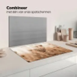Schermbloem - Droogbloem - Winter - Beige - Minimalistisch Inductie beschermer vinyl 3mm klein -wsfeer7_website