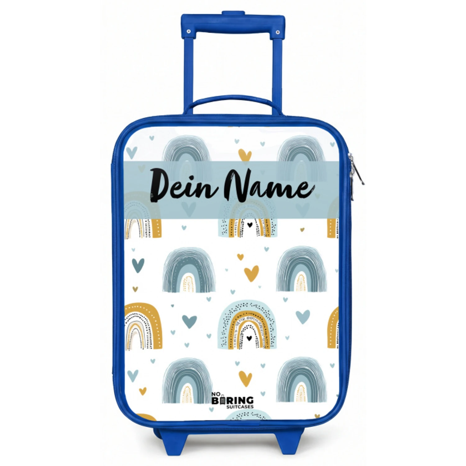 Patroon - Regenboog - Hartjes Kinderkoffer - Blauw klein -zz3dotto