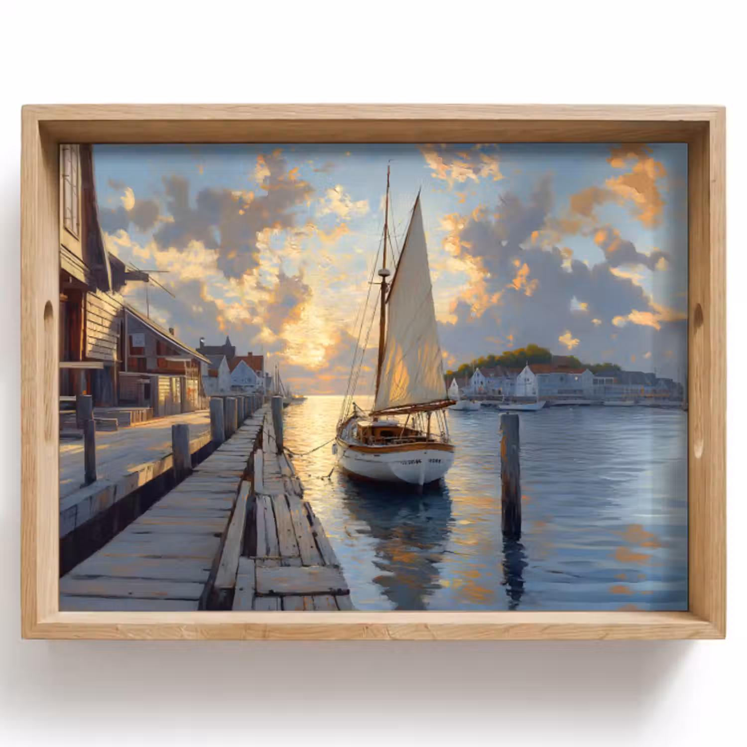 Dienblad - Zeilboot - Zon - Pier - Hout