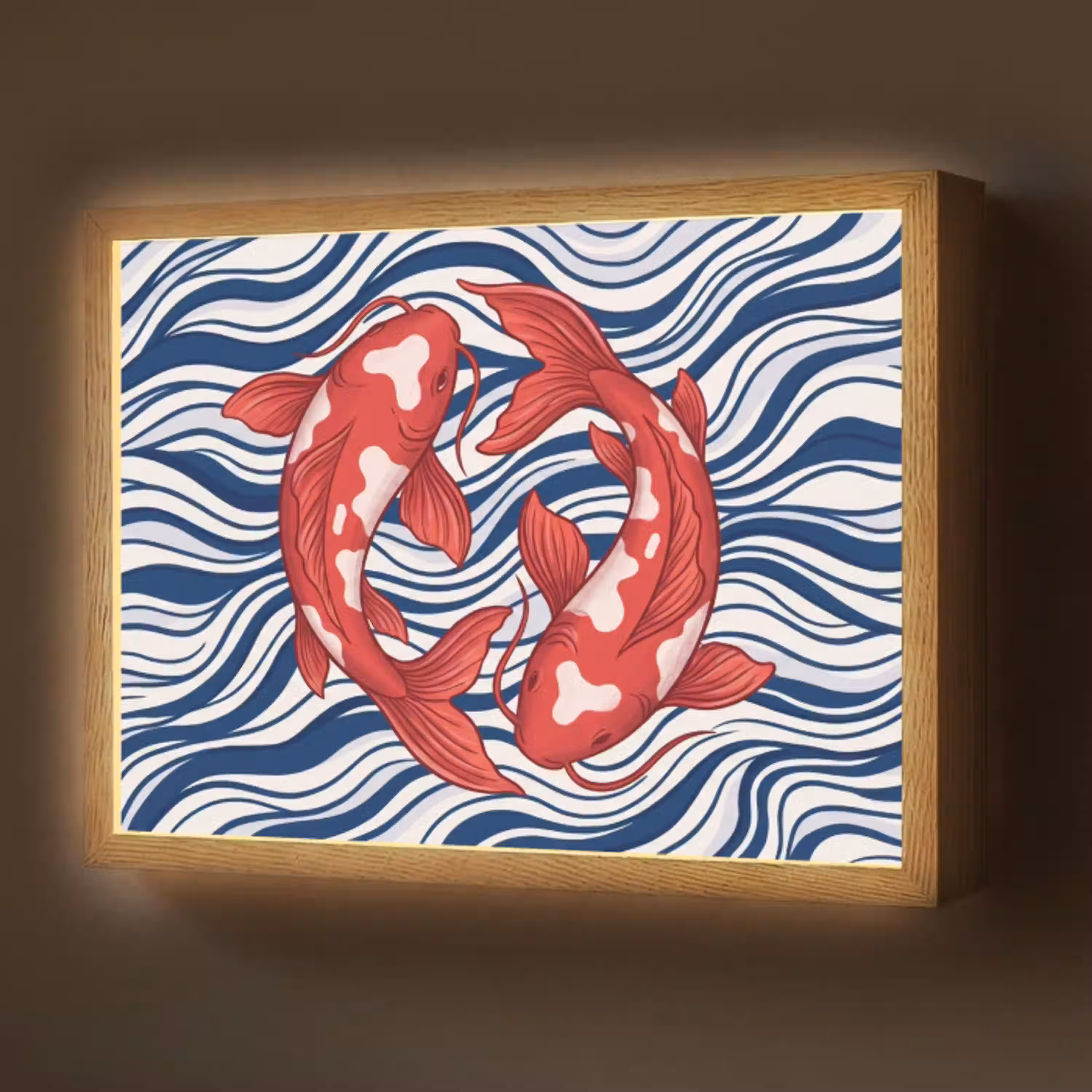 Vis - Water - Natuur - Illustratie - Rood Light Box met batterij (Wandlamp) middel -z3d_website