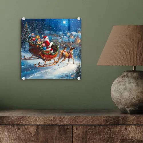 Kerstman - Rendier - Kerst - Sneeuw plexiglas 5mm klein -sfeer3