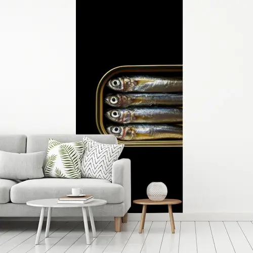 Sardines - Blik - Zwart - Vissen fotobehang vinyl groot -woonkamer