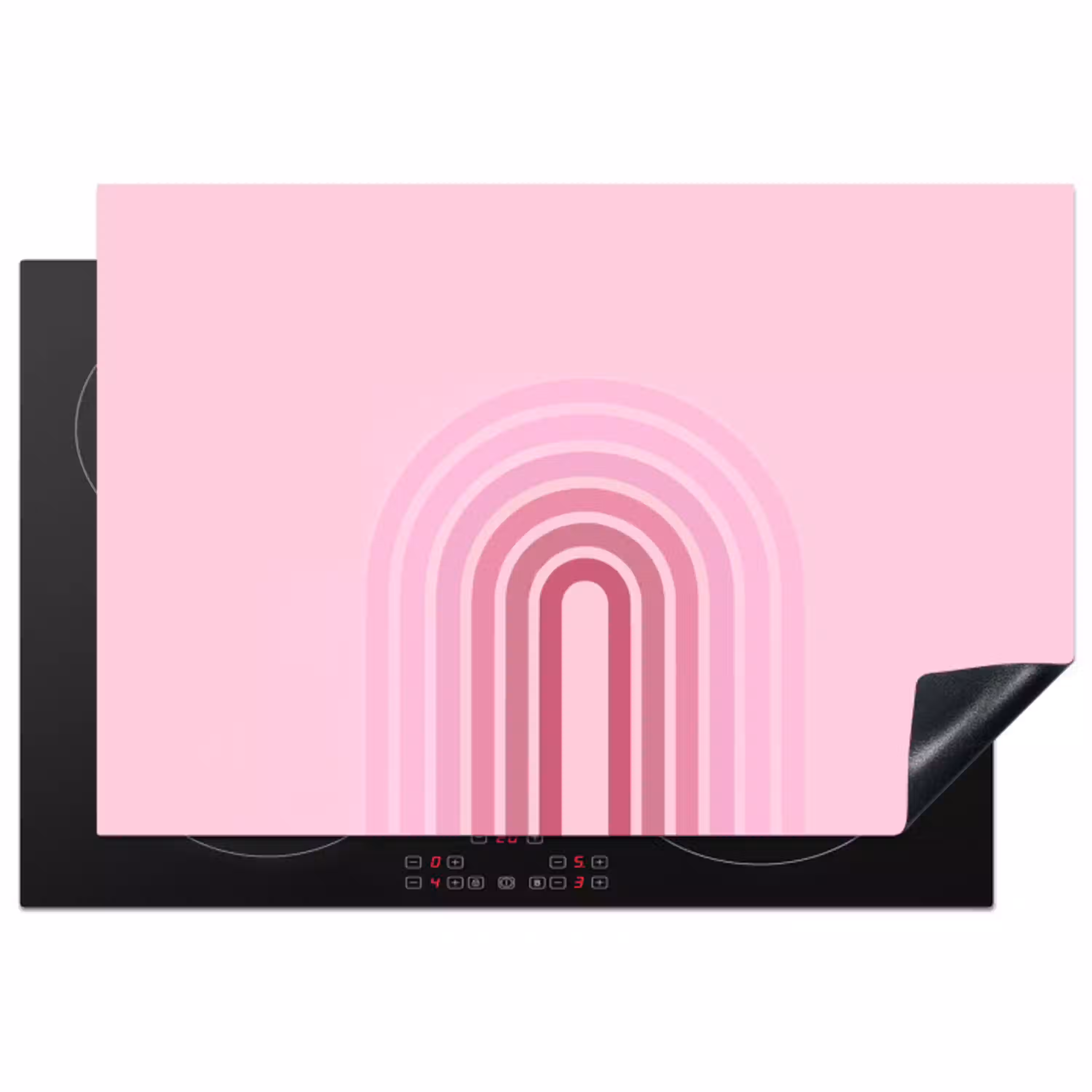 Regenboog - Roze - Abstract - Modern - Minimalistisch Inductie beschermer vinyl 3mm klein -3d